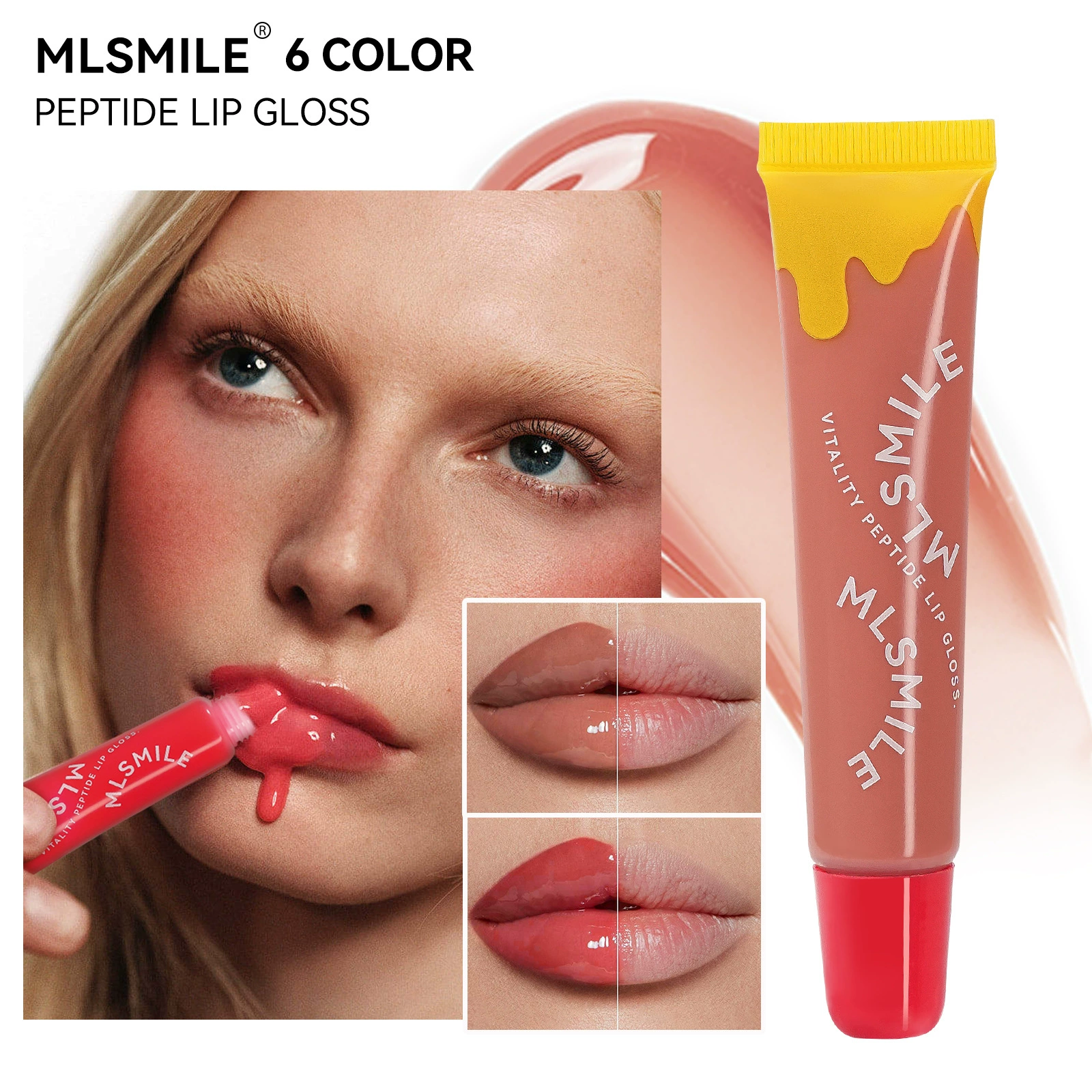 MLSMILE бальзам для губ, увлажняющий нюдовый блеск для губ, зеркальный эффект, длительный эффект