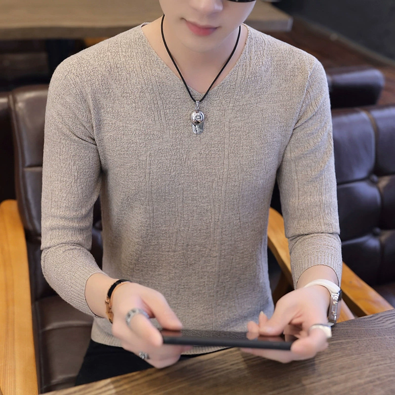 Внешняя торговля, экспорт, осень и зима, новый свитер с V-образным вырезом и цветочным принтом Twist, мужской Корейский приталенный Молодежный базовый свитер для отдыха