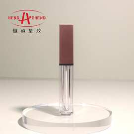 恒诚定制新款方形喷镀金唇彩蜜管 厚壁盖透明唇油泥口红空管包材