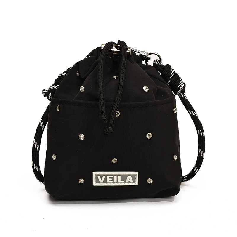 2024 New Summer Niche Design Mobile Phone Bag Korean Style Rivet Bucket Bag Women's Simple One-Shoulder Cross-Body Bag