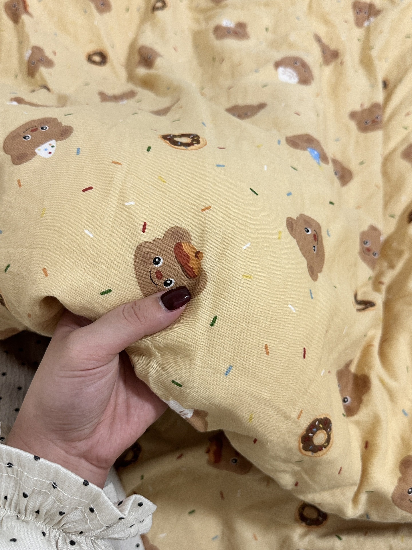 花型_曲奇小熊;尺寸规格_1.8m床笠款四件套(被套200_