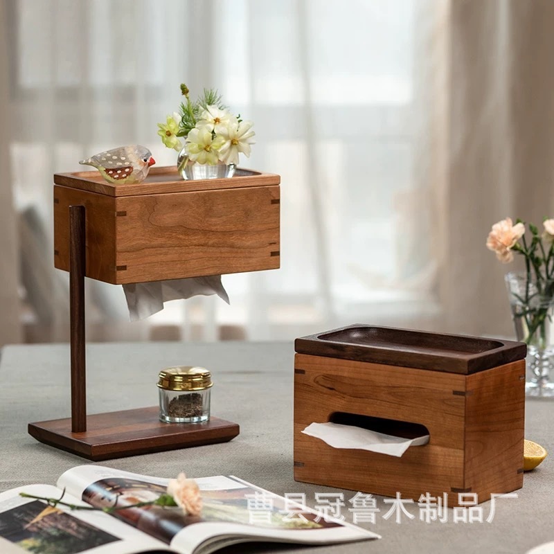 無垢材テーブルランプティッシュボックスハイエンドティッシュボックスデスクトップ収納ボックス木製大容量ホテルナプキンボックス|undefined