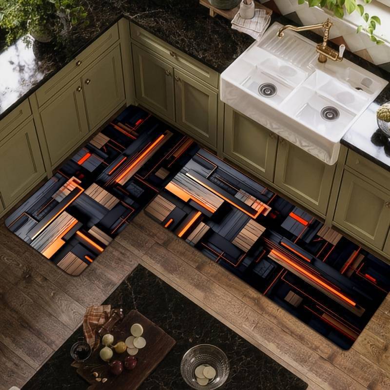 Temu's New American-Style Tile Kitchen Absorbent Floor Mat with a Stylish Design, Decorative Entrance Door Mat, Wear-Resistant and Dirt-Resistant Floor Mat