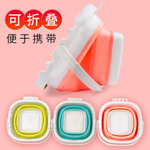 带隔层折叠水桶美术画画便携洗笔筒水粉水彩颜料硅胶洗笔桶调色桶