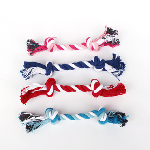 Manufacturer Wholesale Pet Cotton Knot Toys Dog Teeth Cleaning and Molaring Small Double Section Cotton Rope Chewing Rope Dog Toys
