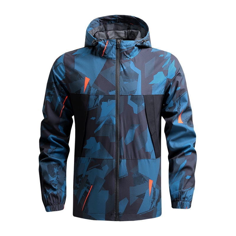Amazon Cross-Border Men's Spring and Autumn Mountaineering Jacket Thin Casual Quick-Drying Windproof Jacket Outdoor Sports Hooded Jacket