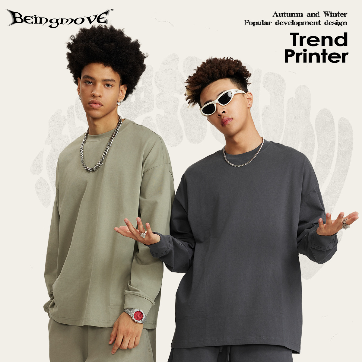 2025 marca de moda americana de verano de algodón sólido de manga larga hombre casual de cuello redondo camiseta adolescente camiseta superior hombre