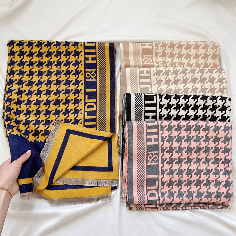 Venta al por mayor 2021 Otoño e Invierno Nuevo estilo coreano bufanda estampada media longitud caliente aire acondicionado chal Cachemira-como bufanda de mujer