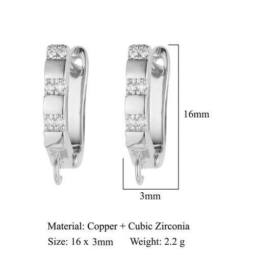 Qizhu Geometric Small Square Diamond Copper Micro-Inlaid Women's Earrings Three Rows of Diamonds Single Row of Diamonds Oval DIY Jewelry Earrings Accessories