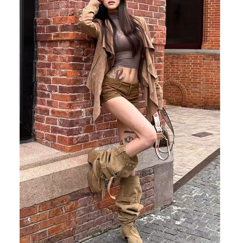 Korean Niche Style Wide-Calf Belt Buckle High-Heeled Slouchy Boots for a Hot Girl Look, Height-Increasing and Slimming Long Over-The-Knee Boots Alternative Korean Niche Style Wide-Calf Belt Buckle High-Heeled Slouchy Boots for a Hot Girl Look, Height-Increasing and Slimming Long Over-The-Knee Boots Alternative