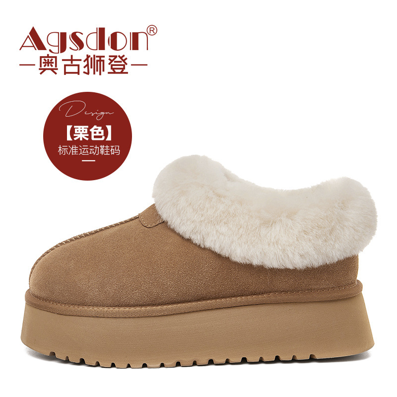 Botas de nieve Augushiden para mujer, otoño-invierno 2025, nuevas botas cortas de moda con suela gruesa, forro de felpa y forro polar.