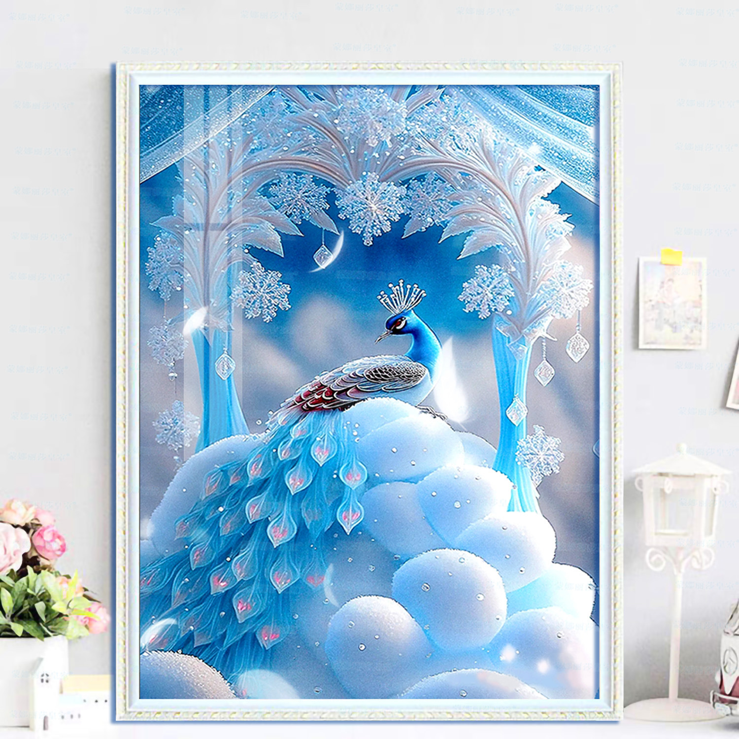 Mona Lisa real Cruz puntada hielo y nieve Pavo Real nuevo pavo real chino estilo chino pintura decorativa bordado a mano hilo image 5