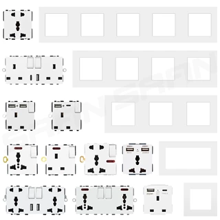 13A多五孔英插英国模块化插座随意配USB+Type-c东南亚跨境专供