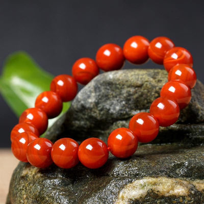 紅珠子批發南紅瑪瑙散珠手串柿子紅火焰diy飾品配飾水晶手鏈項鏈