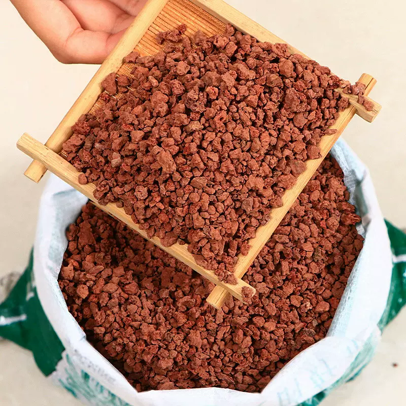 定制火山石红色黑色颗粒垫底养鱼造景兰花用多肉铺面石透气鱼缸