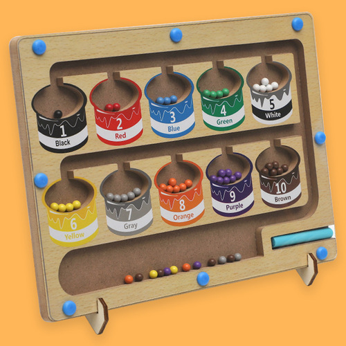 Children's educational pen early education magnetic color sorting counting board magnetic pen moving ball shift game wooden toy