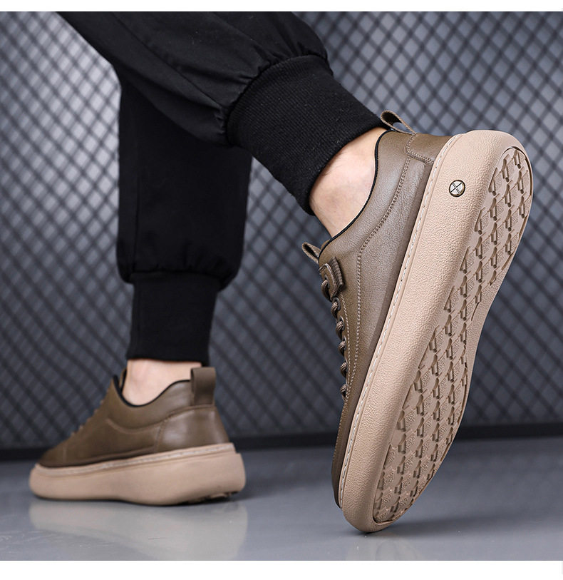 Giày da nam sneaker cổ thấp phong cách retro, đế cao su, dây buộc, phù hợp đi chơi và lái xe — GX1617 màu nâu, GX1617 màu đen chi tiết 17
