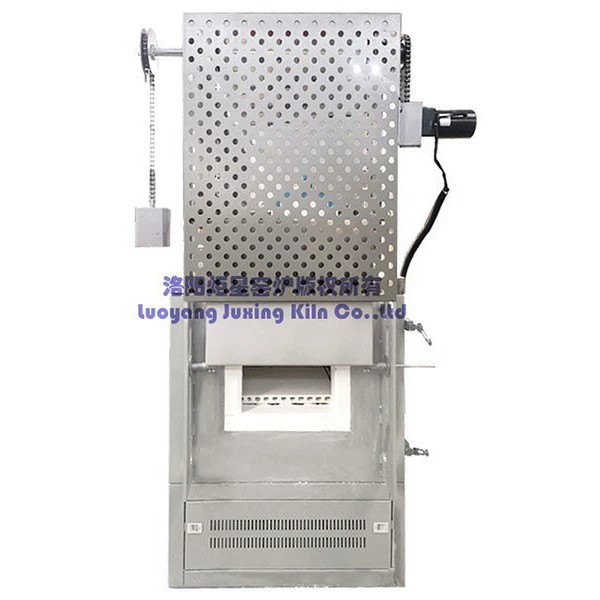 Высокотемпературная муфельная печь коробчатого типа с дверцей, функцией автоматического отключения питания, системой обработки выхлопных газов, электрическим нагревательным элементом и контролем температуры, для длительной работы при температуре до 1600 градусов.