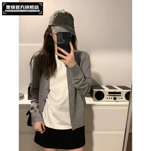 墨锦灰色毛衣开衫女秋季2025年新款韩系ins爆款百搭外搭针织衫冬