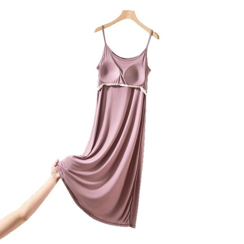 Modest Strapless Dress Spring Summer Loose Plus Size Home Underwear Long Dress Slip Dress with Straps Summer