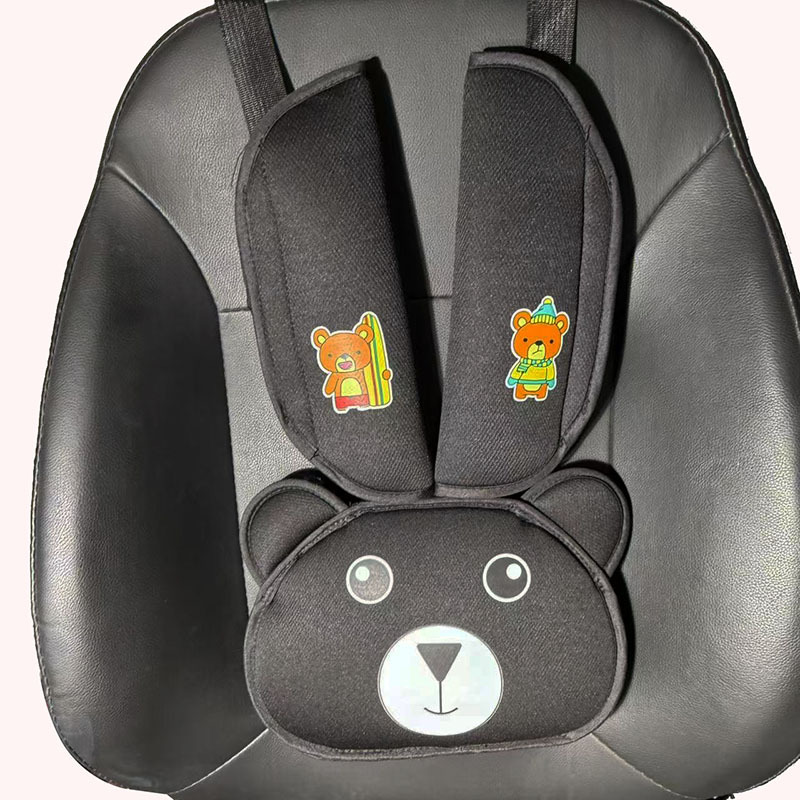 Bear Head Auxiliary Safety Belt Limiter Holder Car Kids Safety Belt Adjustment Anti-Stranglehold Shoulder Protector
