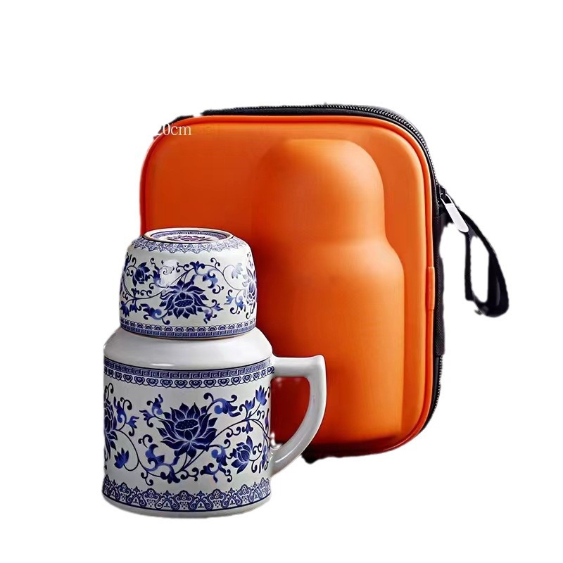 Ru kiln small thermos wrapped in Zhi Lian figure creative cute high-value home office full ceramic thermos storage bag