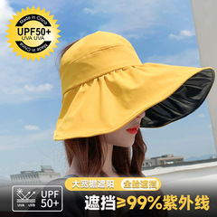 女性用日焼け止め帽子、折りたたみ式フェイスカバー、ビニール夏用サンシェード、ビーチ用の大きなつば、ポニーテール、空のトップフィッシャーマンサンハット