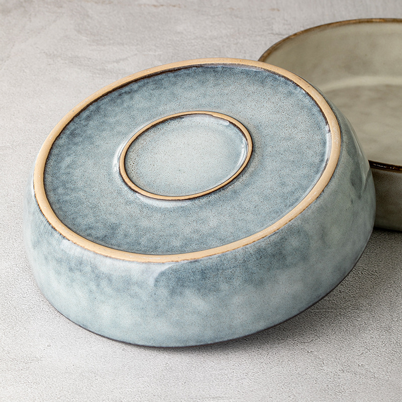 Irregular 7.5 pulgadas cuencos de cerámica retrógrados caseros platos profundos ensalada cuencos de fideos horno cambiador de cubiertos exportación transfronteriza
