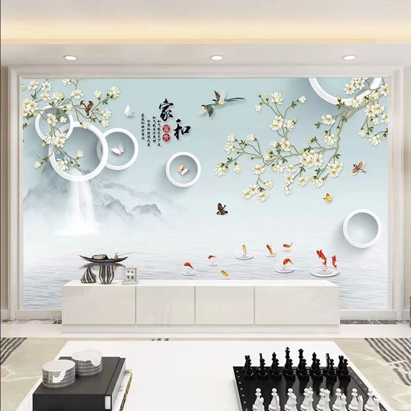 3d北欧电视背景墙布5d网红客厅卧室装饰墙画8d立体现代影视墙壁纸|undefined