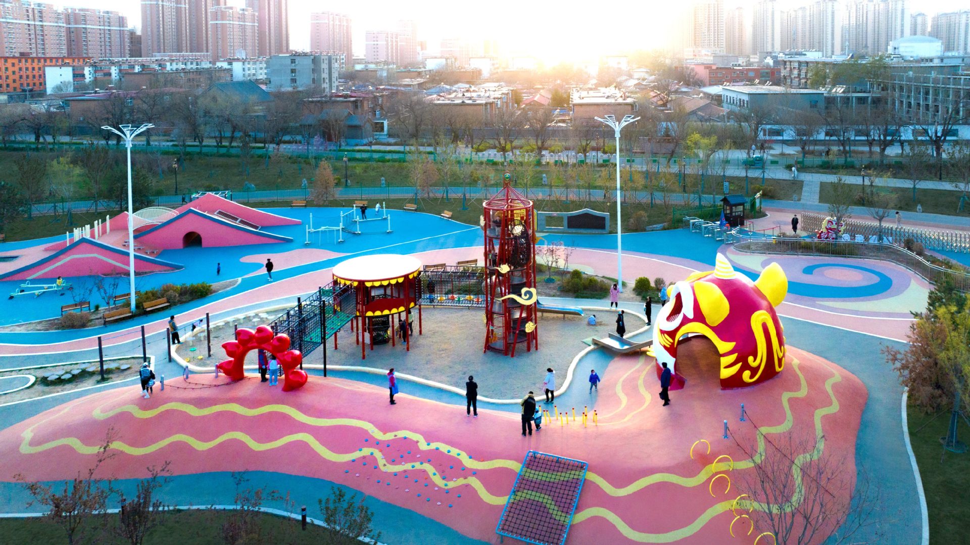 Equipo de entretenimiento de parque temático de estilo chino al aire libre equipo de parque infantil sin motor fabricante de equipos de parque