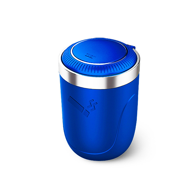 (New Link) Car Ashtray with Metal Liner, One-Touch Opening, and Soft Lighting