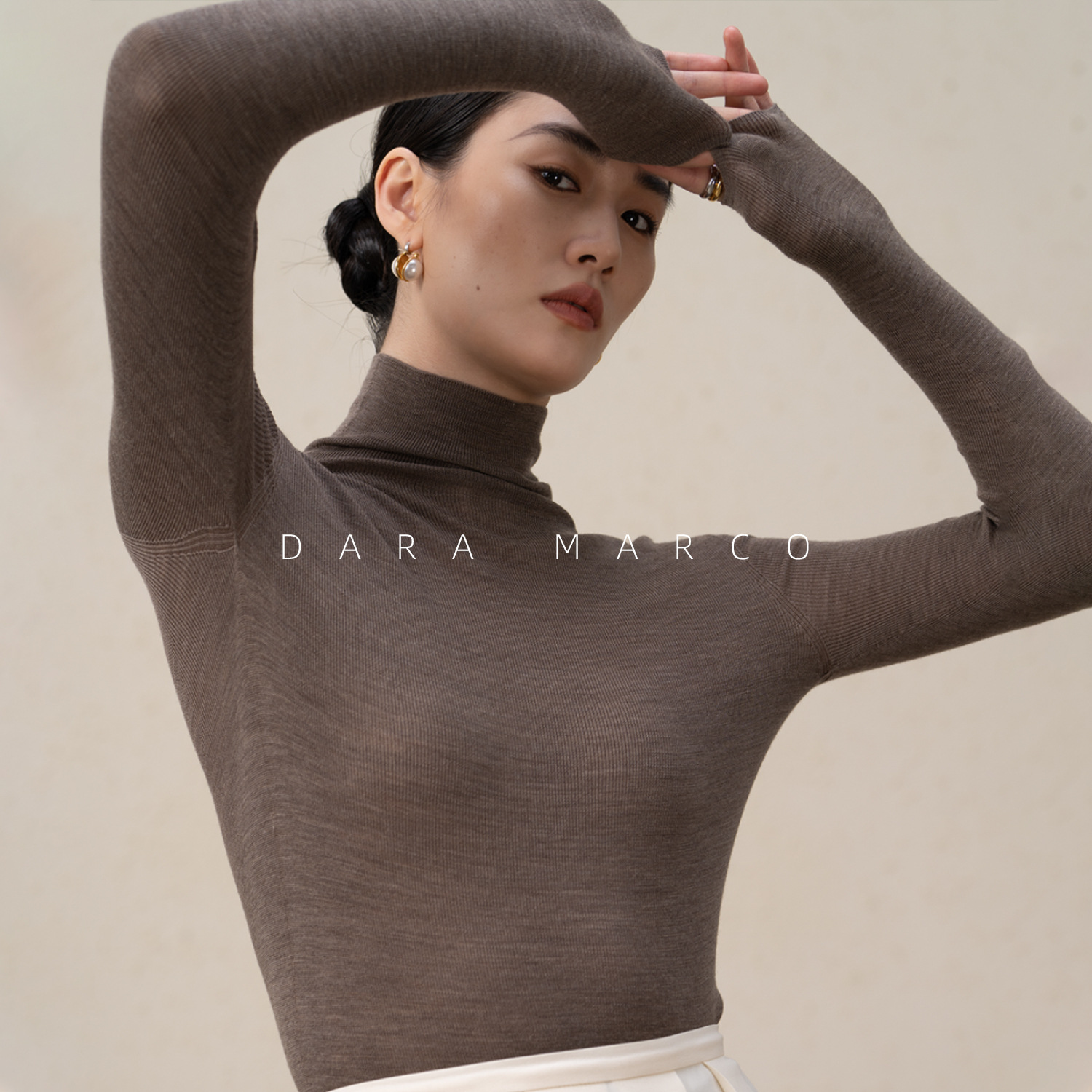 德国Biella扬子纱/无缝一体高弹力100羊毛衫堆堆领高领针织打底衫