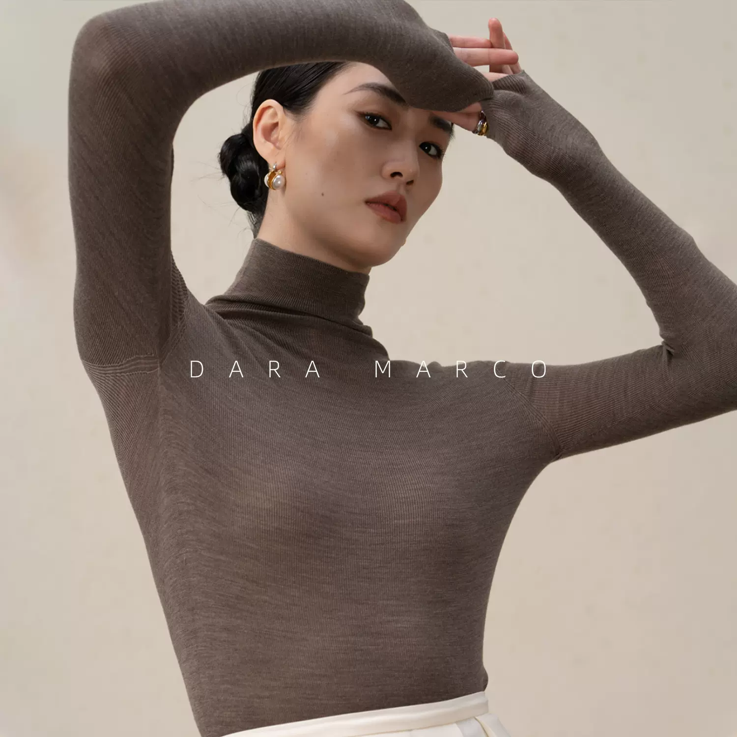 德国Biella扬子纱/无缝一体高弹力100羊毛衫堆堆领高领针织打底衫