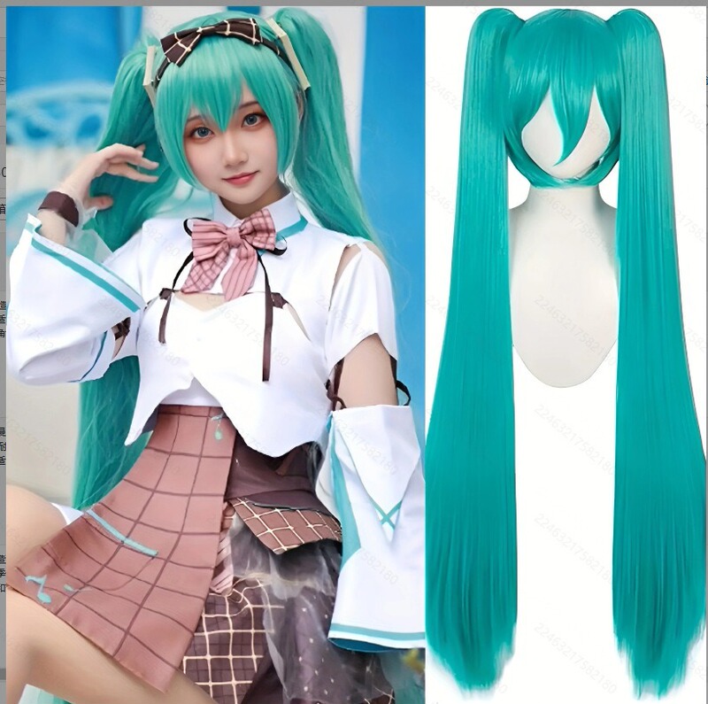 Anime Cosplay Wig Vocaloid Lake Blue Hatsune Miku Double Ponytail Two-Dimensional Anime Wig