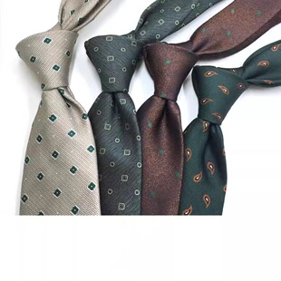 Hong Kong Style Artistic Hand Tie Tie Men's Retro Curry Color Brown Red British 8cm Formal Dress Professional Business Pattern Trend