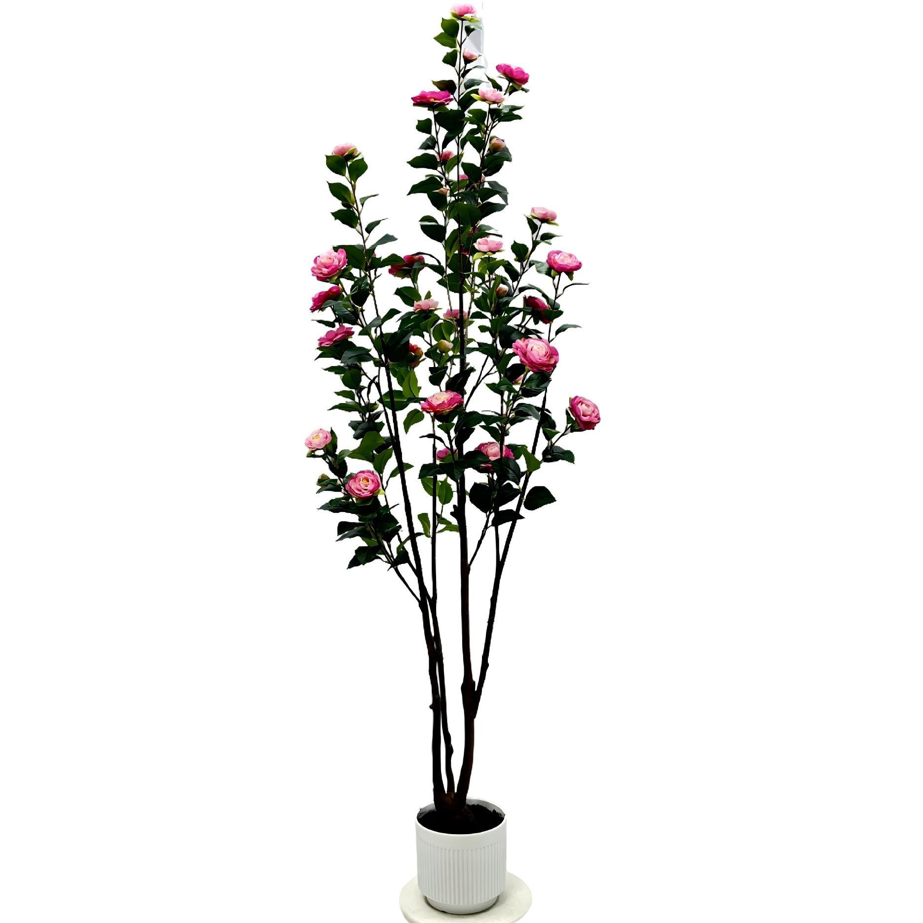 Desmontaje transfronterizo de camélia árbol de simulación de flores verde camélia maceta árbol falso sala de estar plantación biónica de plantas verdes flores falsas