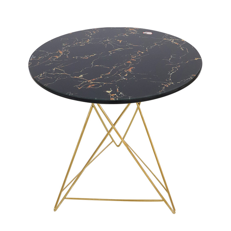 mesa de café nórdica sala de estar pegatinas de tabla de roca mesa de té MDF simple mesa de café de vidrio temperado redondo