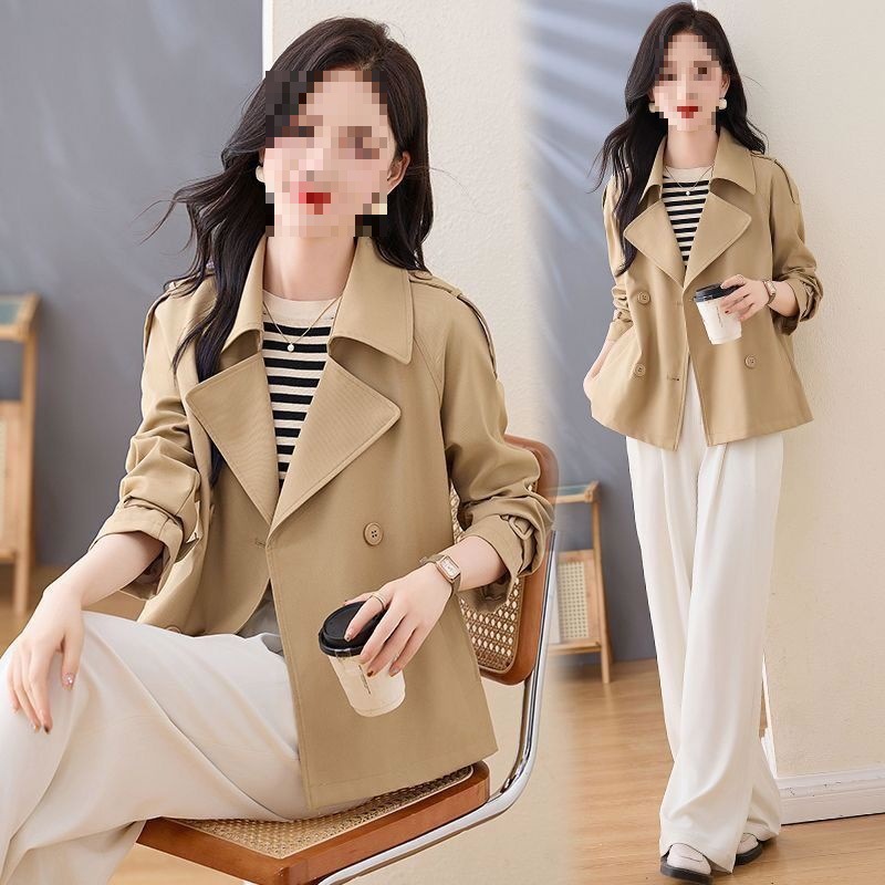 High-End Trench Coat for Petite Women, 2025 Spring and Autumn New Fashion Blazer Top, Stylish Short Jacket