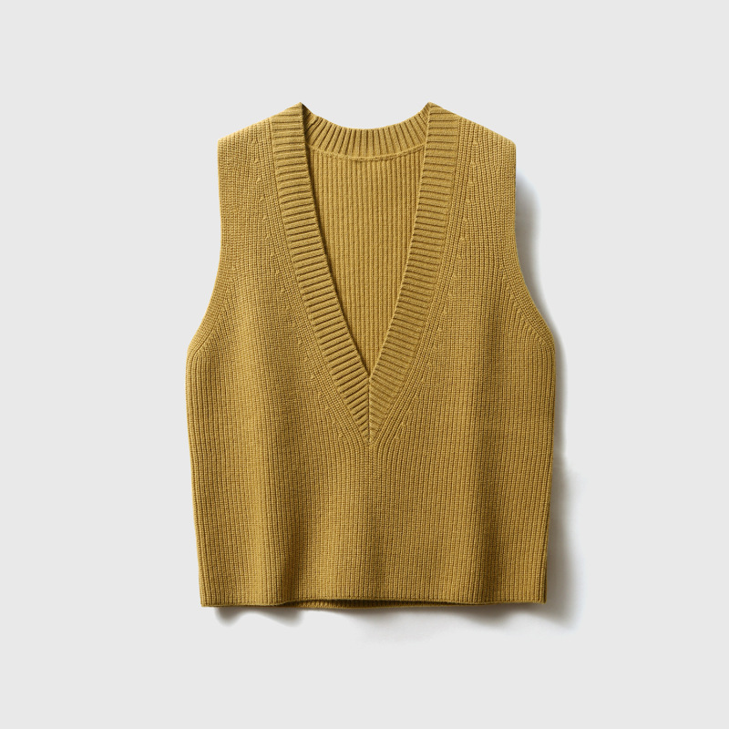 Spring and Autumn Wool Knitted Vest Sweater Women's Fashion Layered Knitted Vest Korean Cashmere Sleeveless Waistcoat Winter