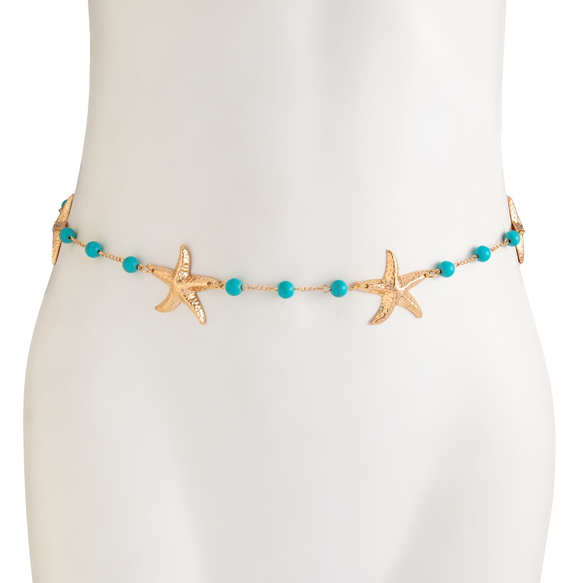 Böhmische Türkis Seestern Bauchkette Für Damen Körperschmuck_voghion.com
