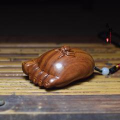 紅酸枝木雕文玩手把件知足常樂紅木小掛件木質工藝品擺件木雕/根