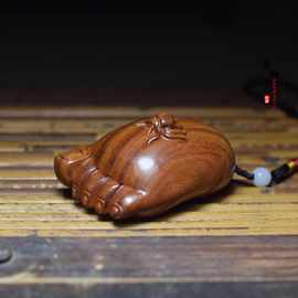 红酸枝木雕文玩手把件知足常乐红木小挂件木质工艺品摆件木雕/根