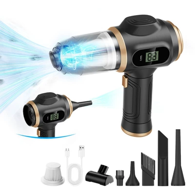 Factory Direct Supply Vacuum Cleaner, Wireless Portable High-Suction Vacuum Cleaner, Car-Mounted Household Vacuum Cleaner, Blowing and Suction Integrated Mini Vacuum Cleaner (Tozsoranlar) - 1308-black-double-filter-element-15002-battery