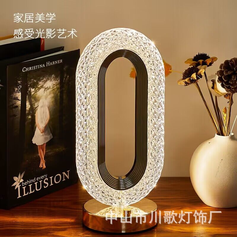 Suministro directo de fábrica simple estrella romántica ojos noche luz cristal dormitorio lámpara de noche ins chica lámpara de mesa táctil recargable