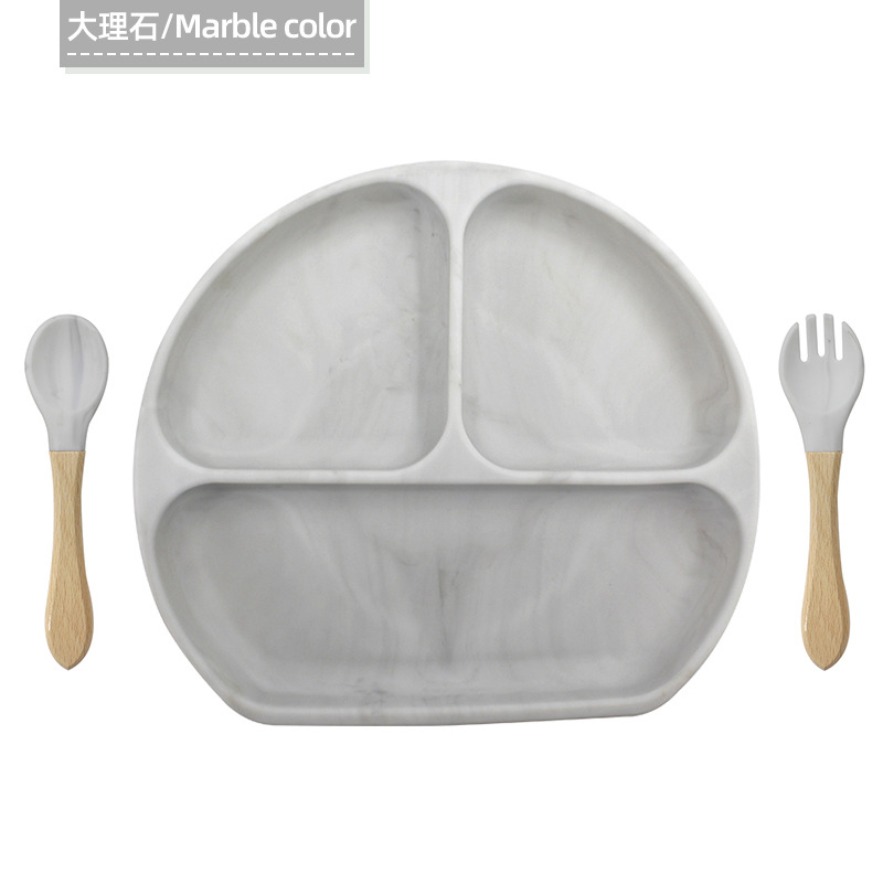 Plato de alimentación infantil tipo succión Plato de alimentación infantil Plato de cubierta de tres partes Amazon Plato de silicona de grado alimenticio