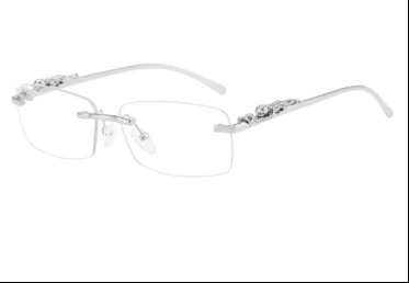 Cartier Panthère Rectangular Rimless Metal Sunglasses Silver Clear (2026)