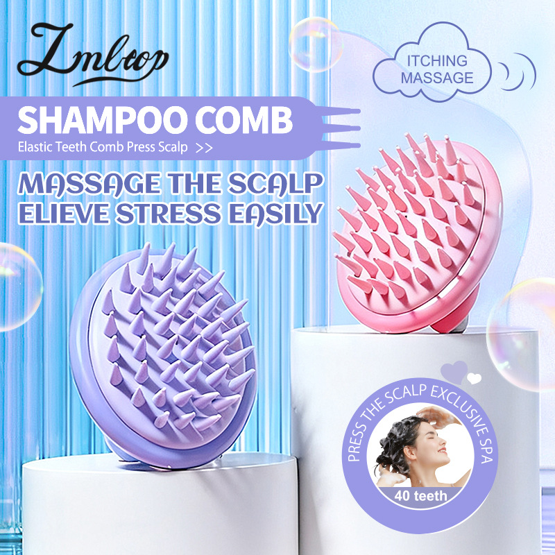 LMLTOP cepillo de masaje redondo, cepillo de limpieza de cuero cabelludo, cepillo de limpieza de cabello TPR, champú y peinado de cabello, artefacto especial transfronterizo