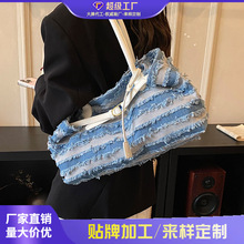 跨境大容量牛仔布包包女2026新款通勤单肩腋下包松弛感手提托特包