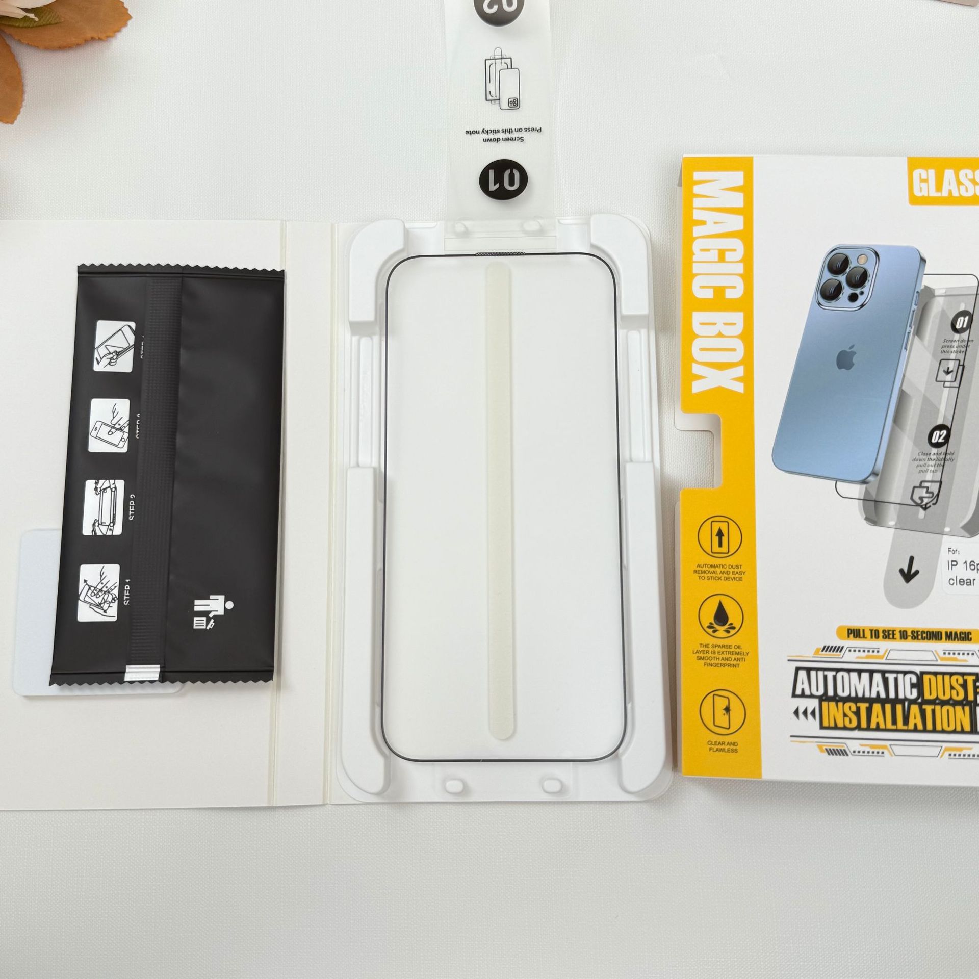 Película templada adecuada para Apple 17pro, transparente para 16promax, aplicación rápida de película de serigrafía para 15pro, kit de instalación sin polvo.