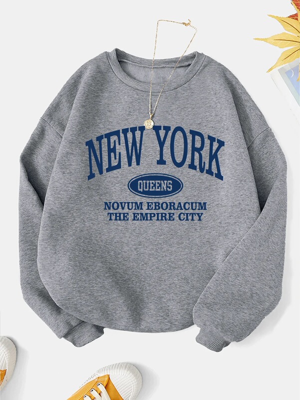 New York Fashion Letter Print Sweatshirt Crew Neck Hooded Casual Sweatshirt Winter and Autumn Women's Clothing New York Fashion Letter Print Sweatshirt Crew Neck Hooded Casual Sweatshirt Winter and Autumn Women's Clothing